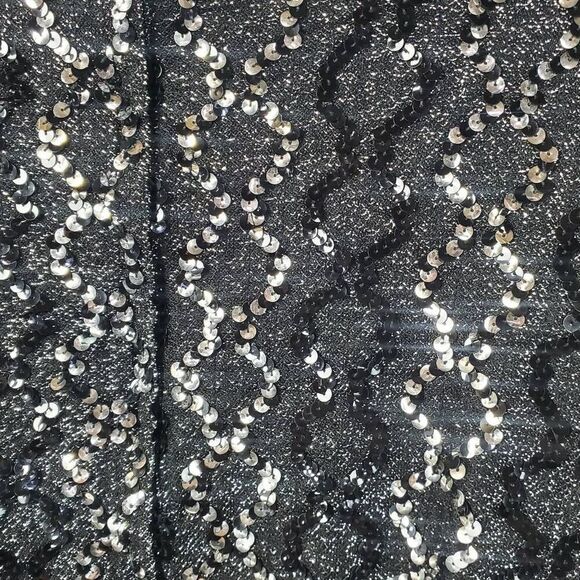 Vintage Montgomery Ward Sequin Blouse Black Metallic Long Sleeve Top Size 22W - Picture 6 of 7